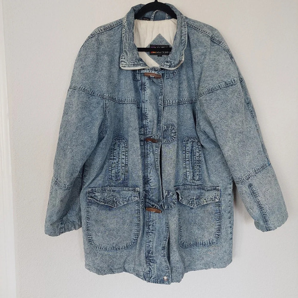 Andy Johns Vintage Jean Puffer Jacket Wooden Toggles Size L - Picture 1 of 12